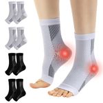 Compression Socks for Women & Men 4 Pairs Neuropathy Socks Arthritis Ankle Support Foot Sleeves Neuro Socks Anti-Slip Soothe Socks Pain Relief Neuropathy Pain (Black&White, 5-7.5)