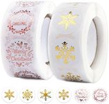 1000pcs Merry Christmas Stickers for Crafts Cards Card Making Sealing Stickers Gold Snowflake Self Adhesive Gift Label Stickers for Presents Wrap