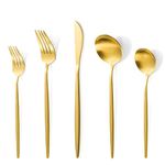 Gold Silverware Set, 20 Piece Gold Stainless Steel Flatware Cutlery Set for 4, Gold Utensil Sets, Dishwasher Safe (Mirror Gold)