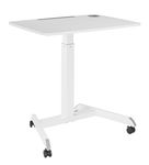 ErgoYou Plastic - Pneumatic Height Adjustable Laptop Table - With Castor Wheels & Levelers - Height Range 29.8 To 44.3 In - Table Top Size 22 X 31.5 In - Ergonomic Gas Lift Workstation, White