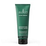 Sukin Super Greens Detoxifying Facial Scrub - Enzymatic Exfoliator with Jojoba Scrub Beads and Bamboo, Improved Texture/Brightened Complexion, Normal to Dry Skin, 125mL