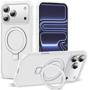 SKYLMW Compatible with iPhone 17 Pro Max Case with Invisible Magnetic O-Ring Stand Military-Grade Phone Case for iPhone 17 ProMax 6.9" [Compatible with Mag-Safe][Great Grip Feeling],Translucent