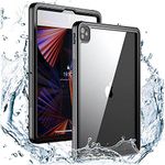 SaharaCase Waterproof Protection Case Cover for Apple iPad 12.9" (5th Generation 2021) [Shockproof Bumper] Heavy Duty Military Tested IP68 Water Resistant Rugged Protection Antislip - Black