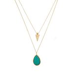 LUX ACCESSORIES Women's Stone Teardrop & Arrowhead Double Layered Necklace Set, 36", Resin, No Gemstone