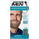 Just For Men Moustache & Beard Light Brown Dye, Eliminates Grey For a Thicker & Fuller Look With An Applicator Brush Included – M25