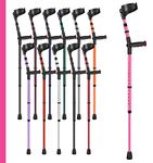 Ossenberg Soft Grip Closed Cuff Double Adjustable Crutch - Pink - Single | Height Adjustable Elbow Crutch for Men Women Adults Arthritis Soft Comfy Handle Forearm Ergonomic