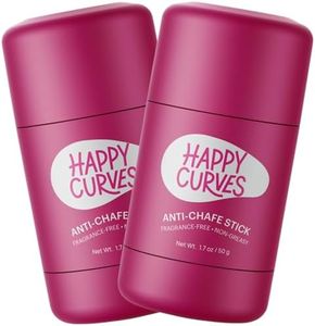 HAPPY CURVES Anti-Chafe Stick - Chafing and Friction Defense for Women, Ideal for Thighs, Underarms and More - Thigh Rub Protector and Chafing Balm, Perfect for Active, Non-Active Women (2 Pack)