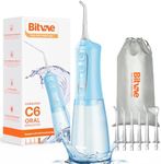 Bitvae C6 Cordless Water Dental Flosser for Teeth Cleaning Picks, Portable Flosser for Travel with 6 Jet Tips, IPX7 Waterproof USB Rechargeable Oral Irrigator Cleaner, Sky Blue