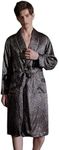 Men's 100% Mulberry Silk Long Robe Kimono Paisley Print Bath Robe, Heavy Silk 19 Momme Dressing Gown