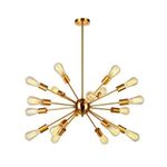 Woke Antique Arts Sputnik Chandelier Modern Light Fixture 17 Light Pendant Ceiling Lamp (Antique Brass Finished)(Ac) 145669