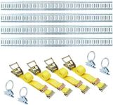 MERXENG 12PCS 5FT E-Track Tie-Down Rail Kit – 4-Pack with Steel Rails, O-Rings & D-Rings, ETrack Bar Rails for Secure Cargo Management in Trailers & Truck Beds