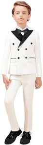 Marvelous World Boys 5-Piece Formal Double Breasted Pattern Tuxedo Suit Set Size 10