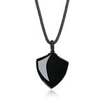 COAI Black Obsidian Necklace Shield of Faith Pendant Amulet Necklace Mens Womens