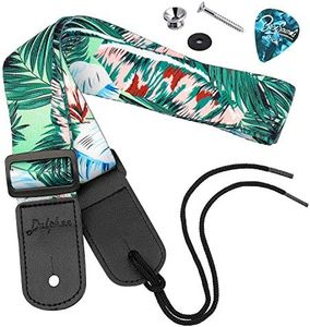 Dulphee Ukulele Strap Hawaiian Style Adjustable Uke Shoulder Strap for Soprano Concert Tenor Baritone Ukulele, Mandolin and Banjo (Palm)