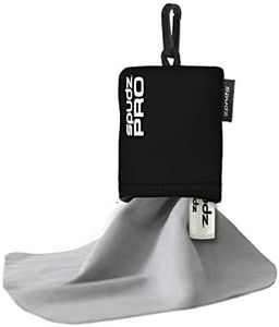 SPUDZ Pro | 10" x 10" Microfiber Cloth Screen & Lens Cleaner w/ 4ml Cleaning Spray Bottle | Black | Sudz Cleaner