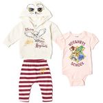 Harry Potter Baby 3 Piece Outfit Set: Hoodie Coverall Pants, White, 12 Months