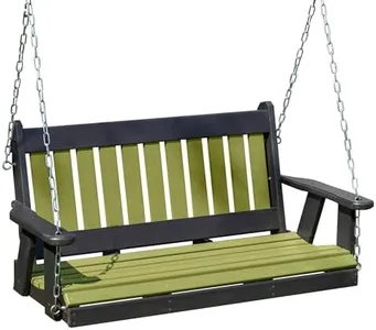 Mission Poly Lumber Wood 5FT Porch Swing Amish Craftsmandship Made in USA HDPE with No Wood fibers 1000 lbs Limit. Stainless Steel Hardware.Signature Design for Patio Outdoor Backyard Garden Park