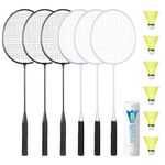 AboveGenius Badminton Rackets Set Outdoor Backyard Games, Including 6 Rackets, 6 Nylon Badminton Shuttlecocks, Lightweight Badminton Racquets for Beginners (6 Rackets 6 Birdies)