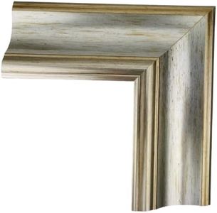 ITALIA CORNICI Maestri Artigiani - Cornice in legno da parete per Quadri tutte le misure, con Passepartout, Oro Argento Noce Azzurro (50 x 70 cm, ARGENTO)