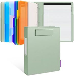 JoyCat 3 Ring Binder Clipboard with Storage,12.4"x10.2"Magnetic Clipboard Folder with 5 Expandable Folders,Refillable Lined Notepad (11" x 8.5"),Ideal for School Office Nursing(Grass Green)