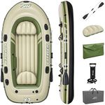 Bestway Hydro-Force Voyager X3 Inflatable 3 Person Water Raft Outdoor Floating Boat Set | Includes Inflatable Boat, Aluminum Oars, Hand-Pump and Carry Bag