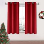 DWCN Blackout Curtains Room Darkening Grommet Thermal Insulated Sun Zero 42 x 45 Inches Long Curtain Panels Bedroom Living Room, Set of 2 Red Thick Panel