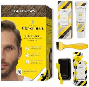 Cleverman Light Brown Hair & Beard Dye for Men, All-in-One Reusable Kit - Mens Color For Natural-Looking Gray Coverage, Professional-Quality and Ammonia-Free for Hair, Beard & Gray Mustache