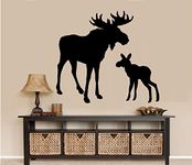 Moose and Baby Calf ~ Wall Decal, Home Decor 22" X 24"