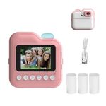 MANVI Instant Print Camera for Kids, 48 MP Print Camera for Boys & Girls, 1080P Video Recoding Camera with 3 Printing Rolls (Instant Camera Pink)