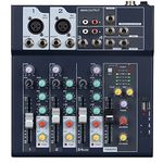 Weymic Professional Mixer | 4-Channel 2-Bus Mixer with USB Input 48V Phantom Power for Recording DJ Stage Karaoke Music Application