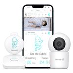 Sense-U Baby Monitor 2K PTZ Audio Camera, Video Monitor Notifies for No Breathing, Rollover, High/Low Temp, Detected Motion with Night Vision