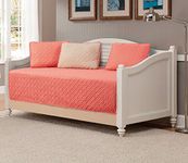 Mk Collection 5pc Modern Bedspread DayBed Solid Embossed New (Coral/Kakhi)