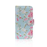 32nd Floral Series - Design PU Leather Book Wallet Case Cover for Apple iPhone X & iPhone XS, Designer Flower Pattern Wallet Style Flip Case With Card Slots - Spring Blue