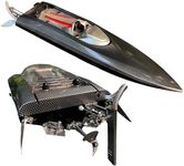 Ssccgym 25inch D022 Large Remote Control Boat for Adults Boys Experts Alloy Tail Kits RC Brushless Watercraft 50km/h 31mph 3S/4S Battery & LED 4WD Full-Functions RC Sail