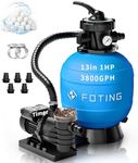 2026New Sand Filter Pump 13" 1HP Swimming Pool Filter System with 24H Timer, 3800 GPH Pump for Above Ground Pool, 7-Way Multi-Port Valve, Leak-Resistant & Filter Media, for Pools Up to 13000 Gallons