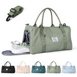 Gym Bag for Women Men, Travel Tote Bag Sport Gym Duffle Bag with Shoe Compartment & Wet Pocket, A-Grey Green, Gym Bag