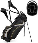 Tangkula Golf Stand Bag with 8 Way Top Dividers, Lightweight Golf Bag with Detachable Dual Strap & 7 Pockets, Waterproof Golf Bag with Rain Hood, Portable Golf Bag for Men & Women, Black