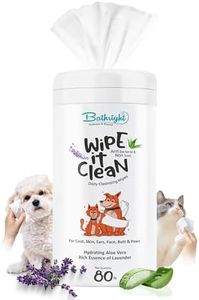 Bathright Pet Wipes | 80 N Cat & Dog Wipes | Aloe Vera & Fresh Lavender | pH Balance | Dry Bath, Ear & Paw | Wet Wipes for Cleaning & Deodorizing | Hygiene Cleaning Essentials, 15 x 20 cm