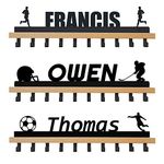 Goutoports Personalized Medal Hanger Display Trophy Shelf - Sports Medal Display Rack with Wooden -Custom Text Color and Images for Athletes - Over 60 Medals Easy to Install - Black - Wood