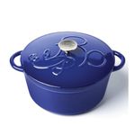 Meyer Disney Bon Voyage Enameled Cast Iron Casserole | Dutch Oven | Cast Iron Pot | Cast Iron Pot with lid | Biryani pot with lid, 25cm/ 4.5L, Blue