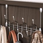 HapiRm Over The Door Hook - Over The Door Hanger, 9 Coat Hooks Over The Door Organizer Towel Hooks for Hanging Coats, Towels, Hats, Robes, Bedroom, Closet, and Bathroom, Silver