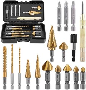 ROGAPER 17-Piece Hex Shank Drill Bit Set, HSS Step, Countersink, Twist, Screwdriver & Punch Bits with Storage Case, for Metal/Wood/Plastic, DIY Gift for Homeowner & DIYer