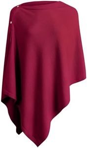 PULI Women's Versatile Knitted Shawls Scarf Poncho Sweater with Buttons Lightweight Spring Summer Fall Wraps Maroon