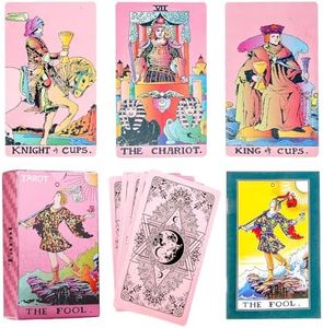 ZebrAnt Pink Tarot Cards Cute Beginners Tarot Card Deck Pink with Meanings on Them, 78 Fortune Telling Cards with Guide Book Luxury Waterproof PVC Material