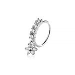 Pierced Owl 20GA 316L Stainless Steel CZ Crystal Lined Hoop with Dangling Flower Bendable Nose Ring, Metal, cubic zirconia