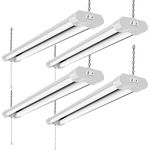 LZHOME Linkable LED Shop Light for garages,4FT 4500LM,40W 5000K Daylight White, LED Ceiling Light, LED Wrapround Light, with Pull Chain (ON/Off),Linear Worklight Fixture with Plug 4-Pack