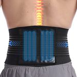 Paskyee Lower Back Support Belt with 6 Stays - Back Brace for Scoliosis & Sciatica and Back Pain Relief - Lumbar Support Belt for Men and Women, Adjustable Lower Back Support Brace with PU