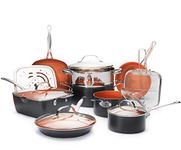 Gotham Steel Nonstick 15 Pcs Cookware Set All in One Pans and Pots Set with Non-Stick Ti-Ceramic Copper Coating – Includes Skillets, Stock Pots, Deep Fry Basket and Shallow Square Pan, 15 Piece Set