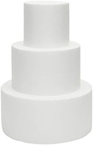 Bright Creations 3 Piece Round Foam Cake Dummy Set for Decorating, Faux Cake in 3 Sizes for Birthday, Wedding Display (10.8 Inches Tall)