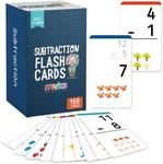 merka Subrtaction Flash Cards for Kids, Math Facts Flashcards, Preschool Math Set of 169 Cards, Flashcards for Kindergarten, Subtraction Games, Classroom Use and Homeschool Supplies